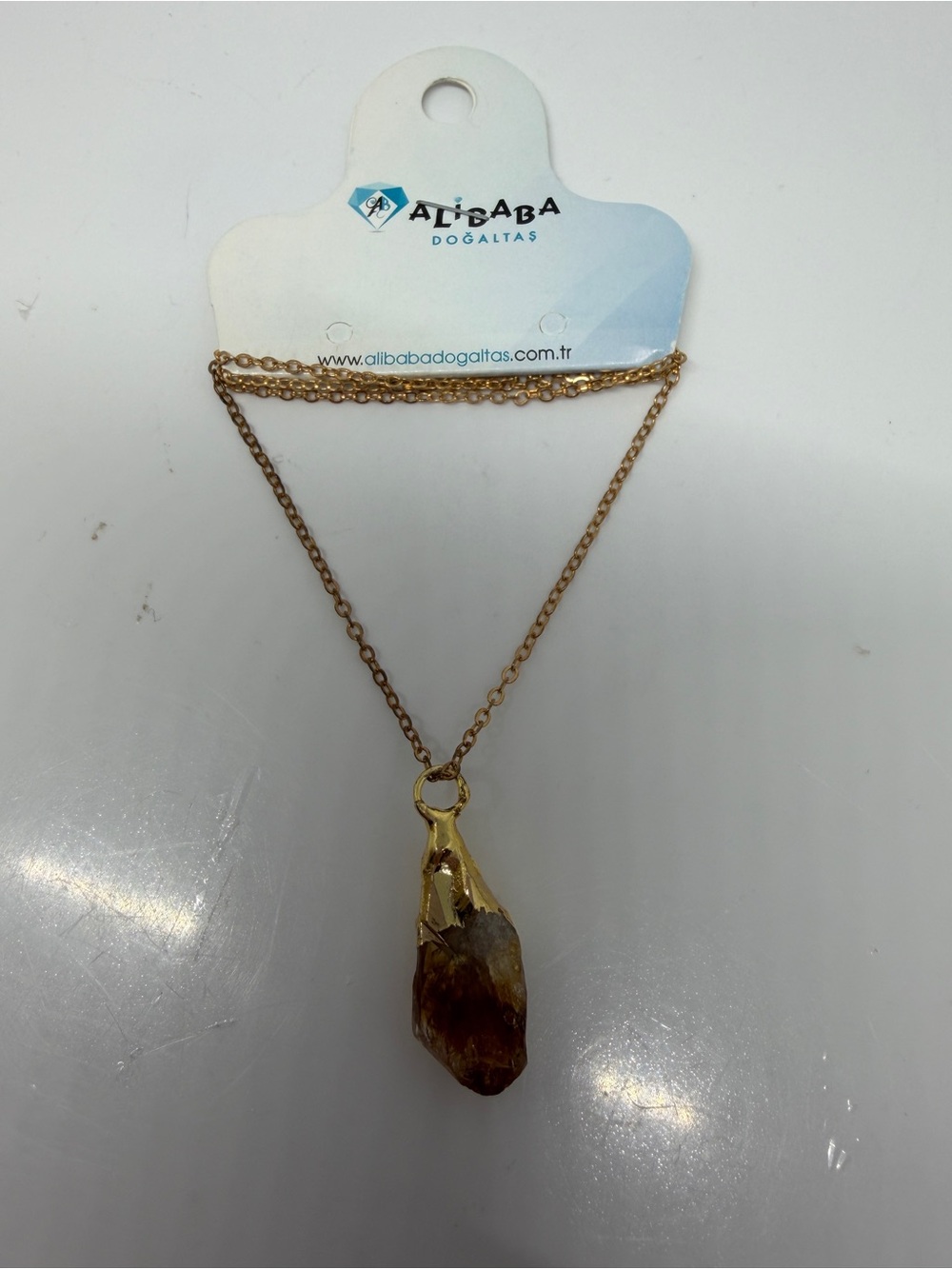 Gold-Tone Citrine Pendant Necklace